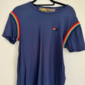 Aviator Nation Short Sleeve Rainbow Shoulder Tee